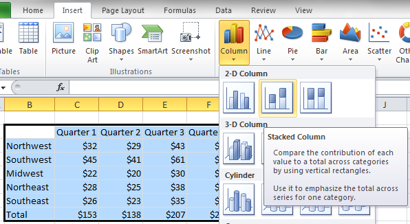 Stacked Chart In Excel 2010