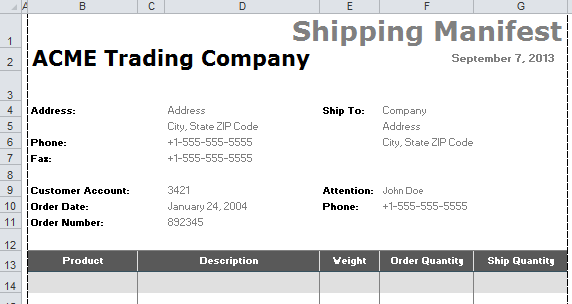 Shipping Manifest