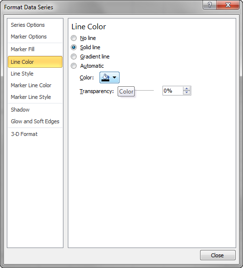 Format Data Series Line Color