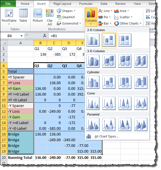 Insert Stacked Column Chart