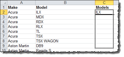 Drag Down Formula