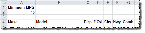 Output Table Headers