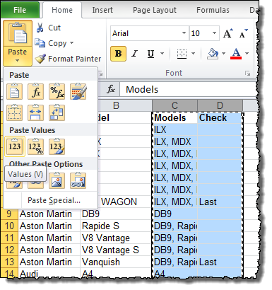 Paste Values