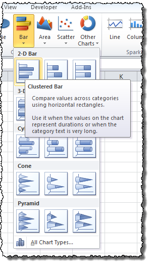 Insert Clustered Bar