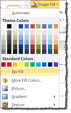 Shape Fill No Fill